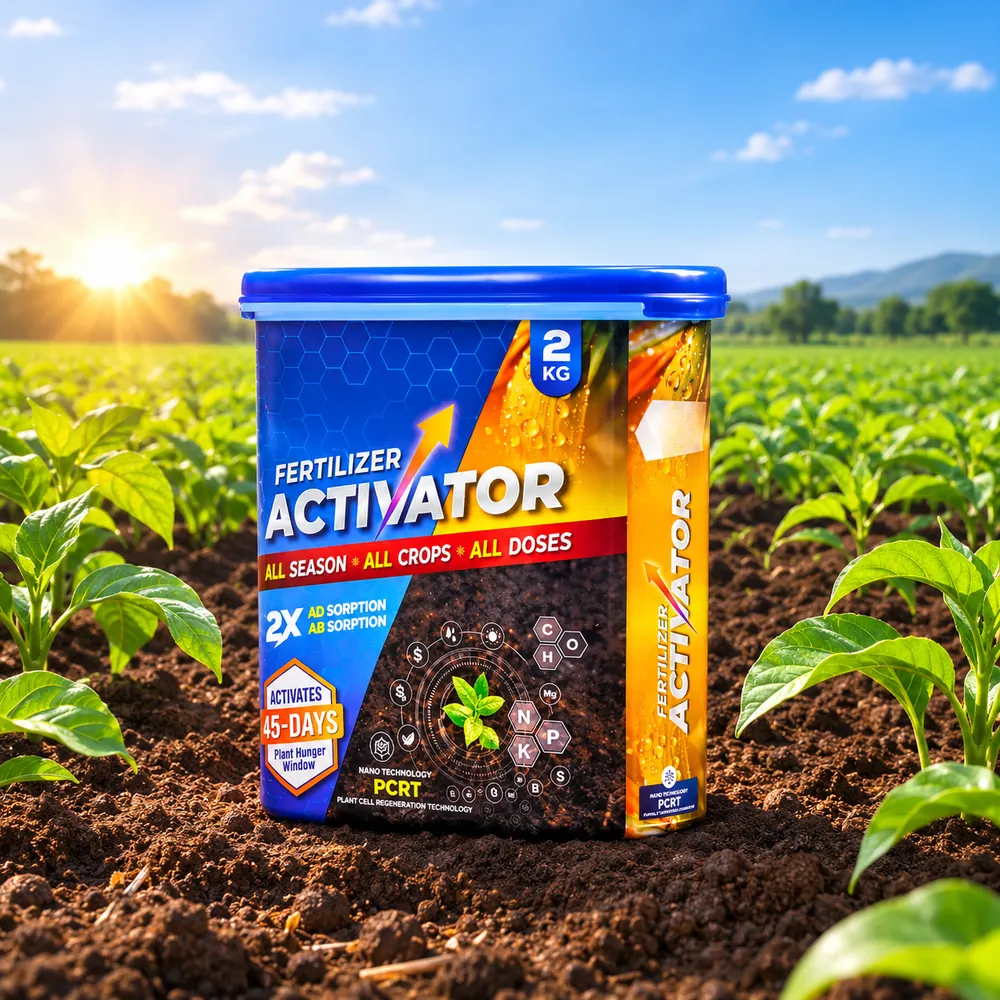 Fertiliser Activator 2 kg pack in a field